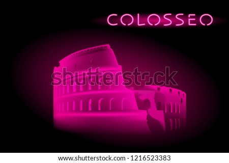 Neon Colosseum
Vector drawing of the Colosseum in Rome in neon light. Neon inscription in Italian - Colosseum. EPS-10.