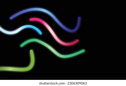 Neon colour in an abstract swirl, parallel lines pattern against a black background. 
