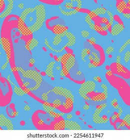 Neon colour digital leopard seamless pattern