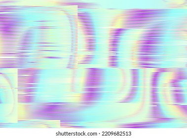 Neon colour glitchy geometric abstract vector background of stripes and lines. Holographic background for wall art, wallpaper, wall panel, textile, poster, interior decor. 