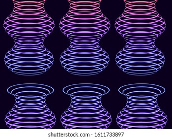 Neon columns sci-fi vector abstract illustration.