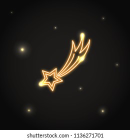 Neon comet icon in thin line style.