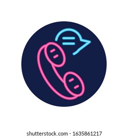 Neon communication bubble and phone design, Message discussion conversation talk and technology Vector illustration