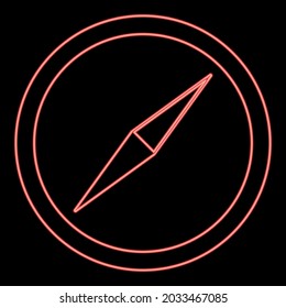 Neon compass red color vector illustration flat style image