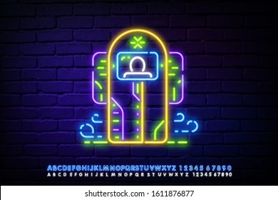 neon concept hyperbaric chamber, space Shuttle of the future. space module neon. medical room of the future neon sign. the scan parameters of the person. Neon lunar rover icon in thin line style