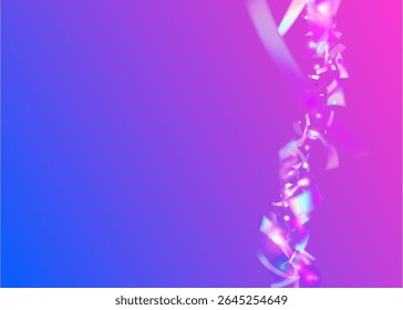 Neon Confetti. Abstracte poster. Blauwe folie lint. Licht iriserende illustratie. Unicorn Design. Kunstpatroon. Explosie-effect. Verjaardagsglinstering. Pink Neon Confetti