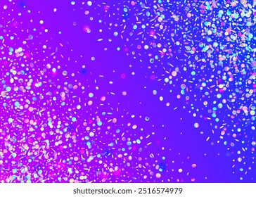 Neon Confetti. Laser Colourful Template. Modern Dust. Happy Concept. Carnival Effect. Purple Disco Burst. Holographic Glitter. Falling Poster. Blue Neon Confetti