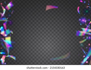 Neon Confetti. Party Flare. Iridescent Glitter. Rainbow Texture. Retro Realistic Decoration. Unicorn Art. Glitter Foil. Violet Shiny Sparkles. Blue Neon Confetti