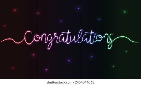 Neon congratulations sign. Neon lettering congratulations isolated on black background. Glowing neon lettering template. Signboard banner vector design. typography logo for decoration. Congrats design