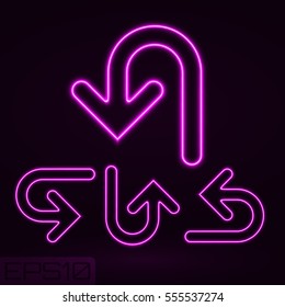 Neon Contour Arrow Set. Vector Illustration
