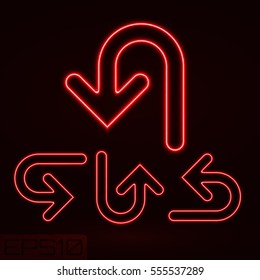 Neon Contour Arrow Set. Vector Illustration