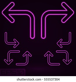 Neon Contour Arrow Set. Vector Illustration