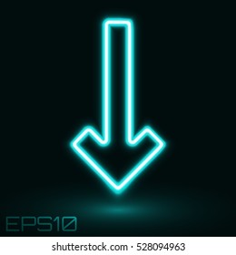 Neon Contour Arrow. Vector Illustration.