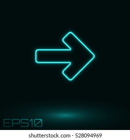 Neon Contour Arrow. Vector Illustration.