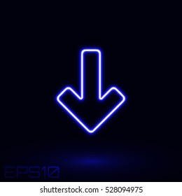 Neon Contour Arrow. Vector Illustration.