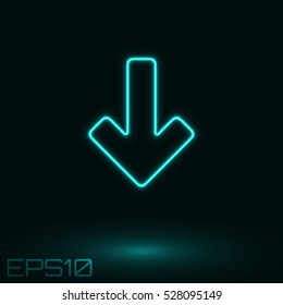 Neon Contour Arrow. Vector Illustration.