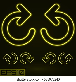 Neon Contour Arrow. Vector Illustration.
