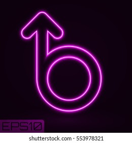 Neon Contour Arrow. Vector Illustration.