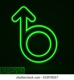 Neon Contour Arrow. Vector Illustration.