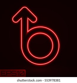 Neon Contour Arrow. Vector Illustration.
