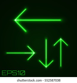 Neon Contour Arrows Set. Vector Illustration.