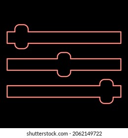 Neon control panel red color vector illustration flat style light image