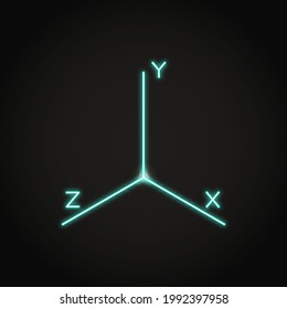 Neon coordinate axis system icon in line style. Math graph symbol. Vector illustration.