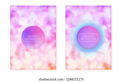 Neon cover with liquid purple shapes. Luminous fluid. Fluorescent background with bauhaus gradient. Graphic template for placard, presentation, banner, brochure. Hipster neon cover.