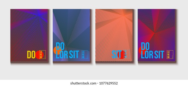 Neon Covers Set. Trendy Blend Lines Corporate Identity. Futuristic Posters, Geometric Business Backgrounds.
