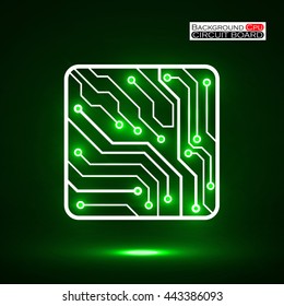 Neon Cpu. Microprocessor. Microchip. Isolated technology background. Vector illustration. Eps 10