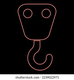 Neon crane hook for lift load Industrial using Freight concept red color vector illustration image flat style light