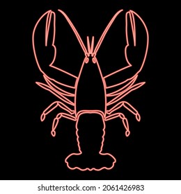 Neon craw fish red color vector illustration flat style light image