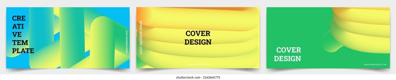 Neon Creative covers or horizontal posters for corporate identity, branding, social media advertising, promo. Modern layout design template with dynamic neon fluid gradient lines