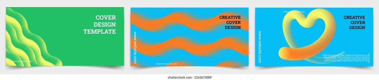 Neon Creative covers or horizontal posters for corporate identity, branding, social media advertising, promo. Modern layout design template with dynamic neon fluid gradient lines