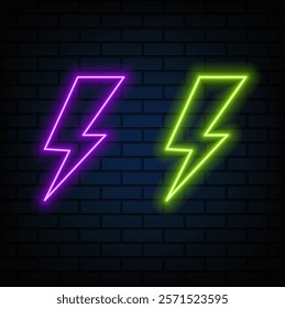 Neon Creative Vector Logo Power Bolt e Energy Flash.