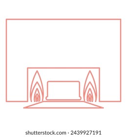 Neon crematorium cremation process of cremation crematory equipment red color vector illustration image flat style