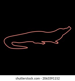 Neon crocodile red color vector illustration flat style light image