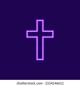 Neon cross illustration with blue light
