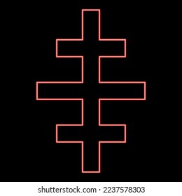 Neon cross papal roman church red color vector illustration image flat style light