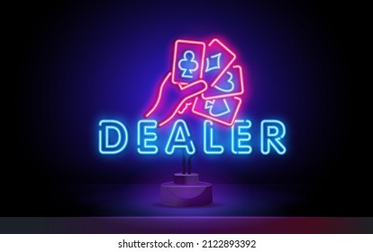 Neon Croupier linear icon. Casino worker. avatar croupier outline icon in blue neon style. Signs and symbols can be used for web logo mobile app UI UX