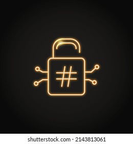 Neon cryptographic hash function icon in line style. Secure communication technology symbol. Vector illustration.