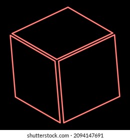 Neon cube red color vector illustration image flat style light
