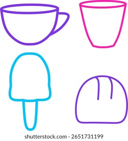 "Neon cup glass ice cream bread"