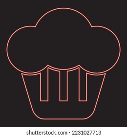 Neon cupcake red color vector illustration image flat style light