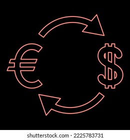 Neon currency exchange red color vector illustration image flat style light