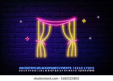 Neon curtain icon. Simple thin line, contour vector of wedding icons for ui and ux, website or mobile app