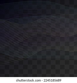 Neon Curve Graphic Vector Transparent Background. Bright Waveform Modern Design. Stripe Abstract Pattern. Rainbow Shape Movement Texture.