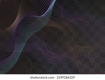Neon Curve Technology Vector Transparent Background. Digital Wave Music Texture. Stripe Geometric Illustration. Gradient Shape Sound Banner.