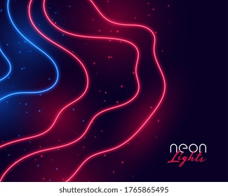 neon curvy lines background in red and blue colors