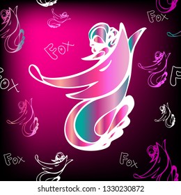 
Neon cute fox. Vector illustration